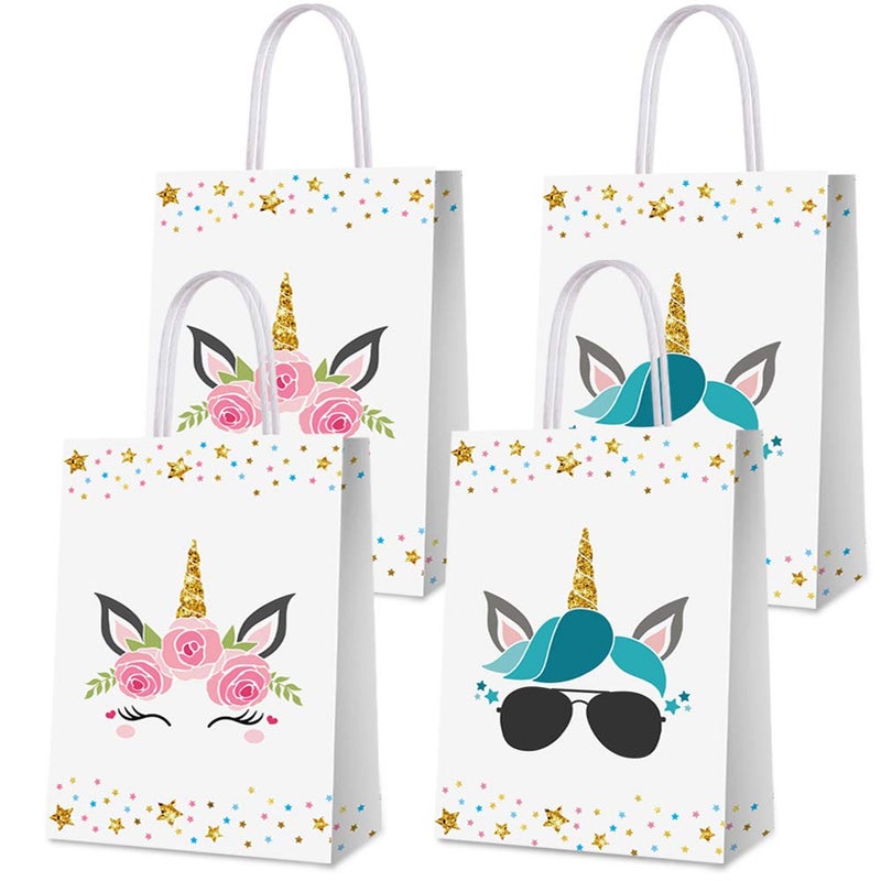 BCHOCKS 16 PCS Unicorn Party Favor Bags for Birthday Supplies - Gift Goody Treat Candy Bags for Girls Kids Decorations - Image 1